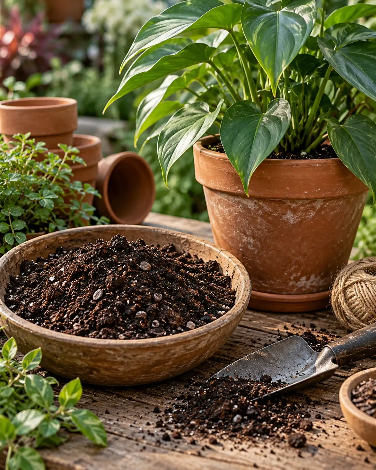 Substrato rico para plantação